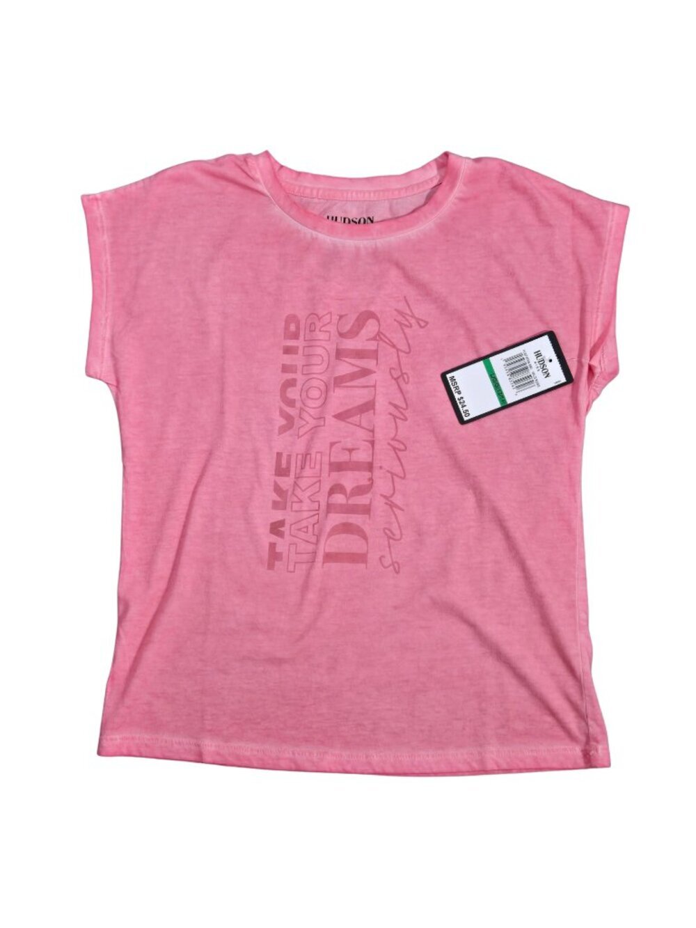 NWT | Hudson Kids Pink Mineral Wash Take Your Dreams Seriously Graphic Tee | 12 - Picture 2 of 5